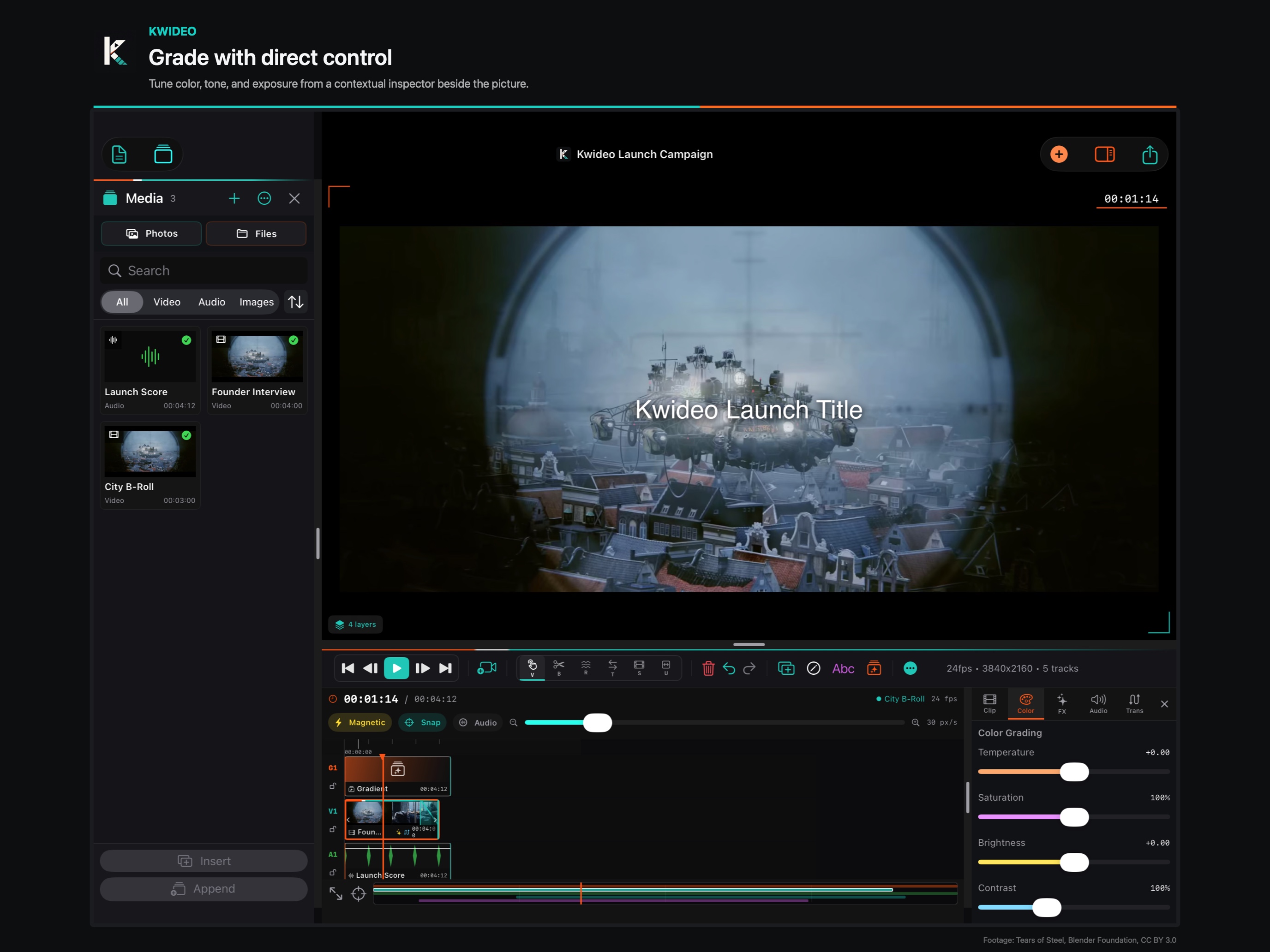 Kwideo iPad color grading workflow